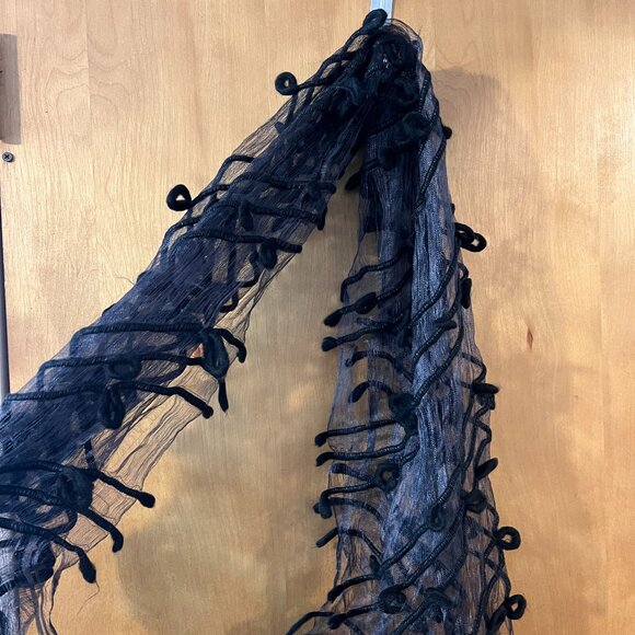 Women's Black Lightweight Sheer Shimmering Fashion Neck Scarf Shawl 65 x 24" - Picture 3 of 5